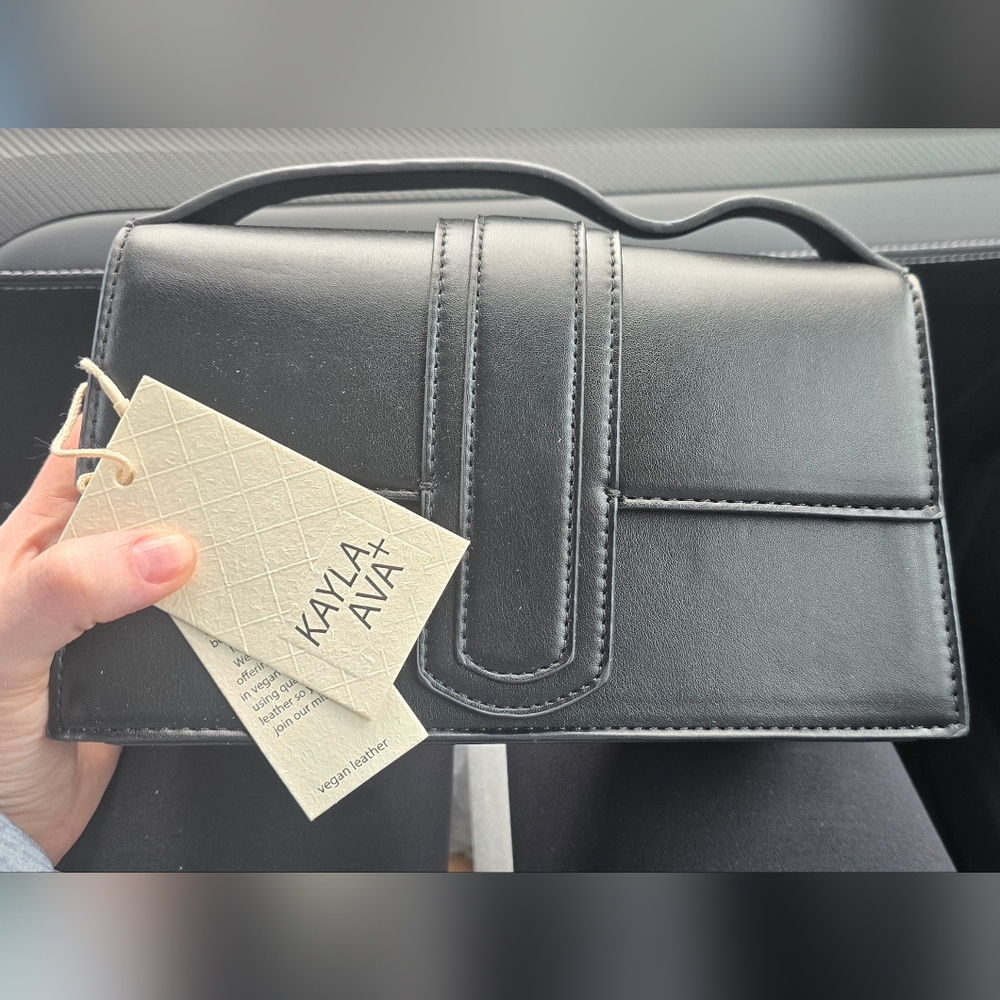 NWT Kayla + Ava Black Vegan Leather Handbag